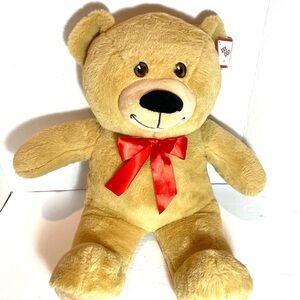 CIDCO Plush Teddy Bear with Red Bow Cozy Comfort Heartwarming Gift NWT